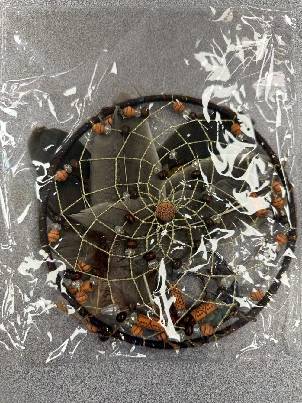 NWOT Bohemian Brown Feather Dreamcatcher Wall Hanging